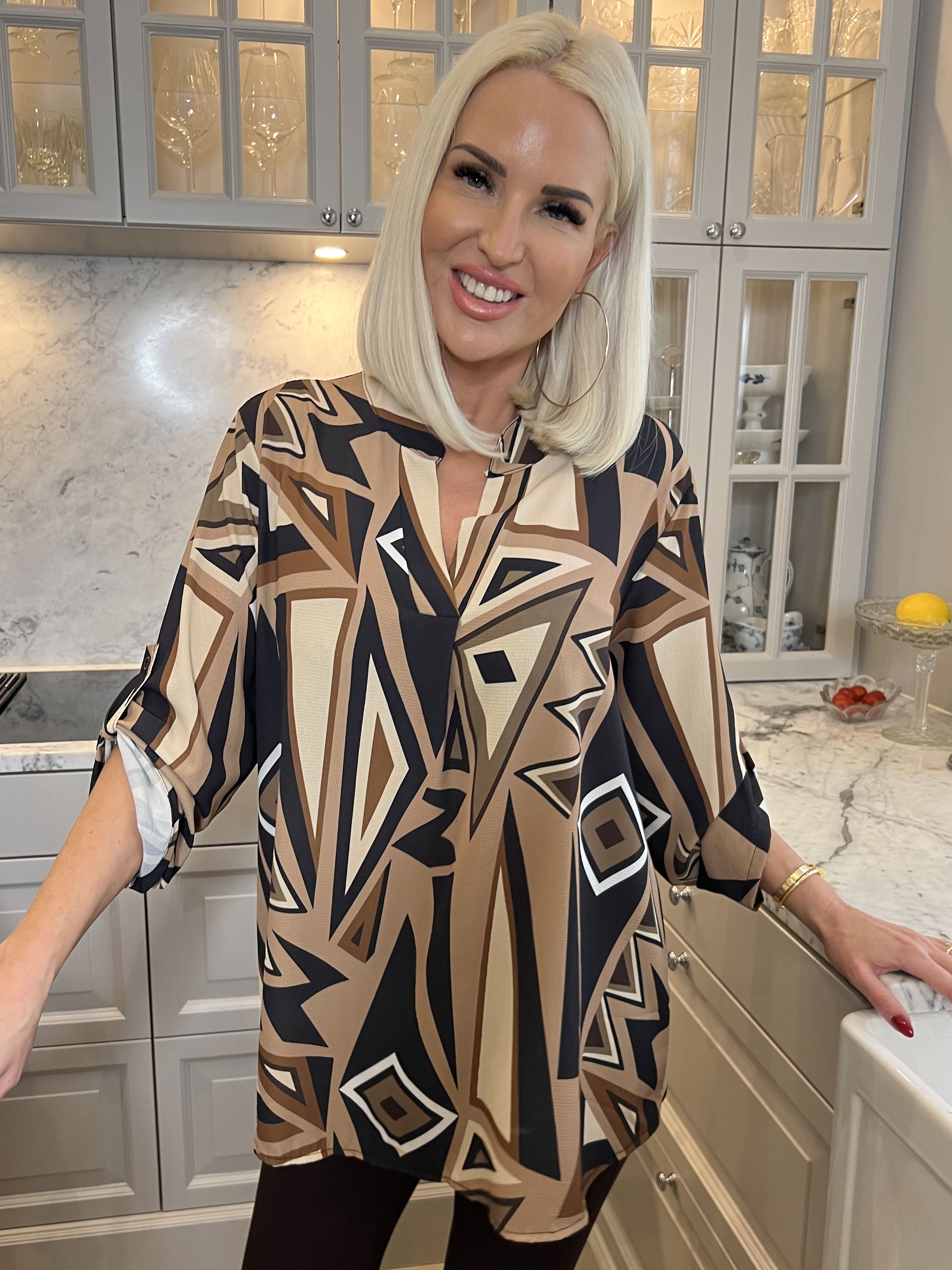 Vanesa Pattern - Mønstret flerfarvet tunika